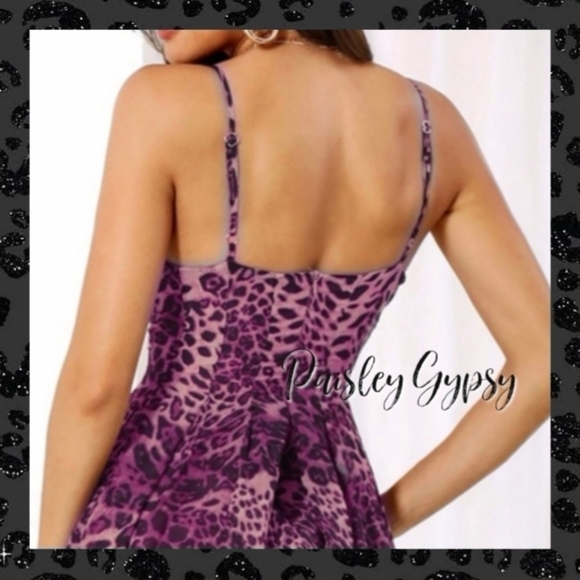 Beautiful Pink Purple and Black Leopard Print Chiffon Maxi Dress - Picture 5 of 13